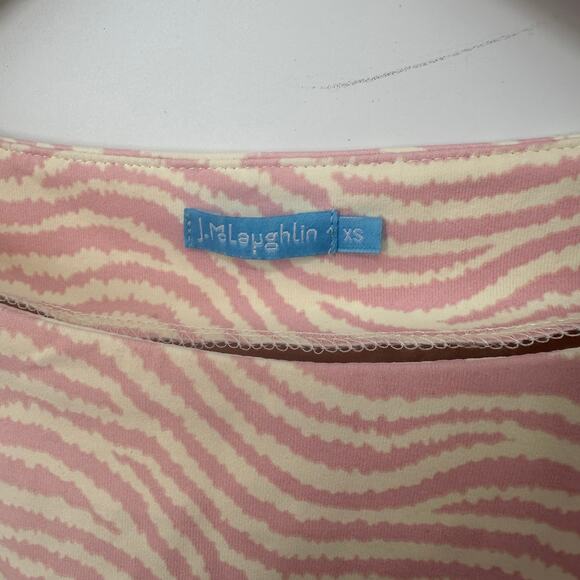 J. MCLAUGHLIN Pink Ivory Zebra Print 3/4 Sleeve Sheath Sage Dress // XS - Picture 4 of 10